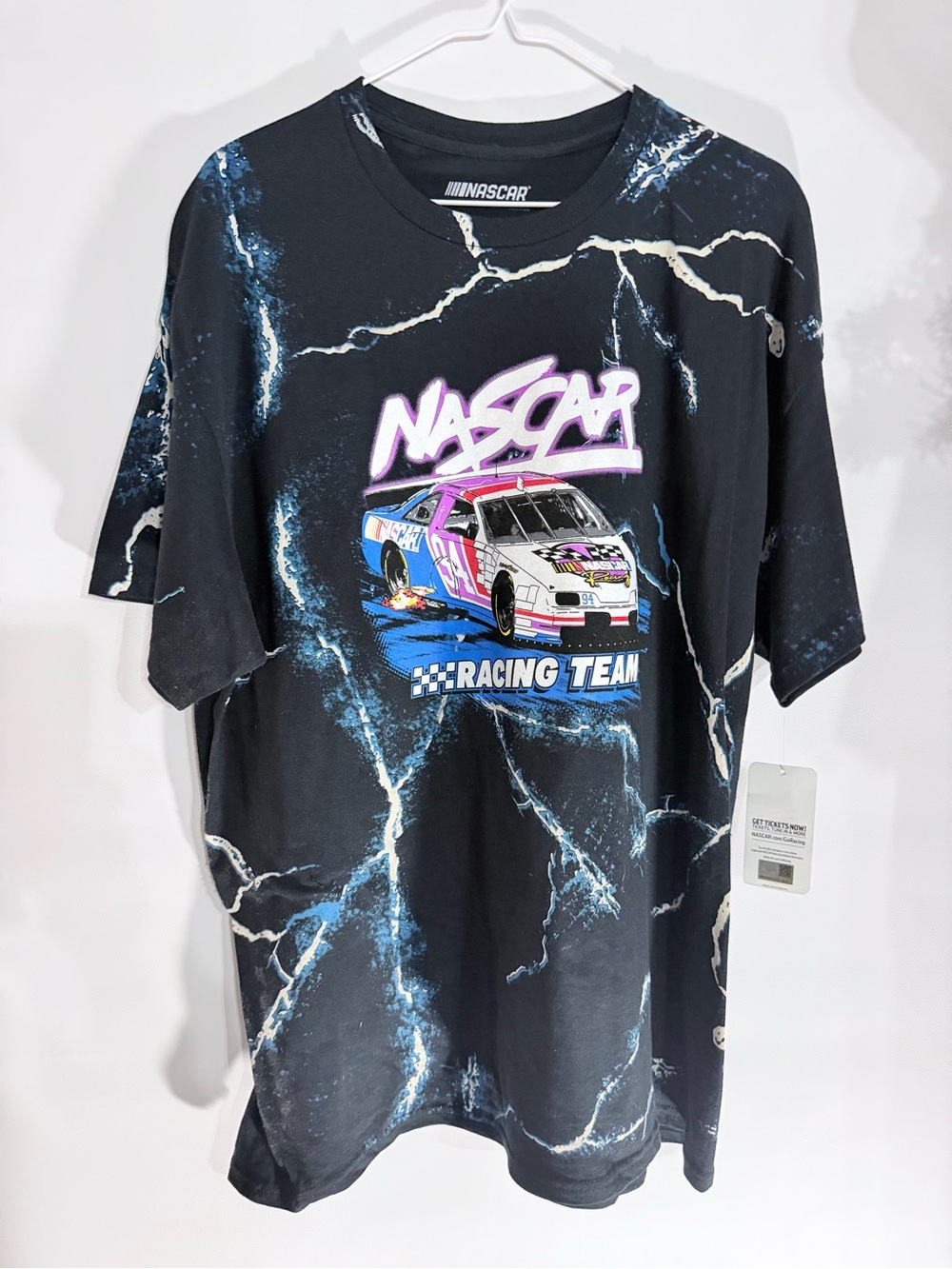 Nascar Black Racing Team Graphic Tee with Purple & Pink Accents